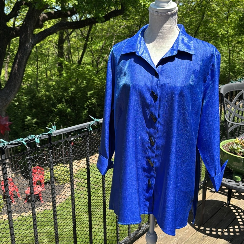Multiples Electric Blue Top Jacket-Asymmetrical, … - image 6